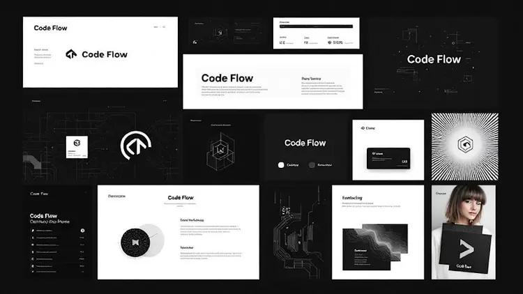 Code Flow moodboard with photography and art direction – Tech Startup